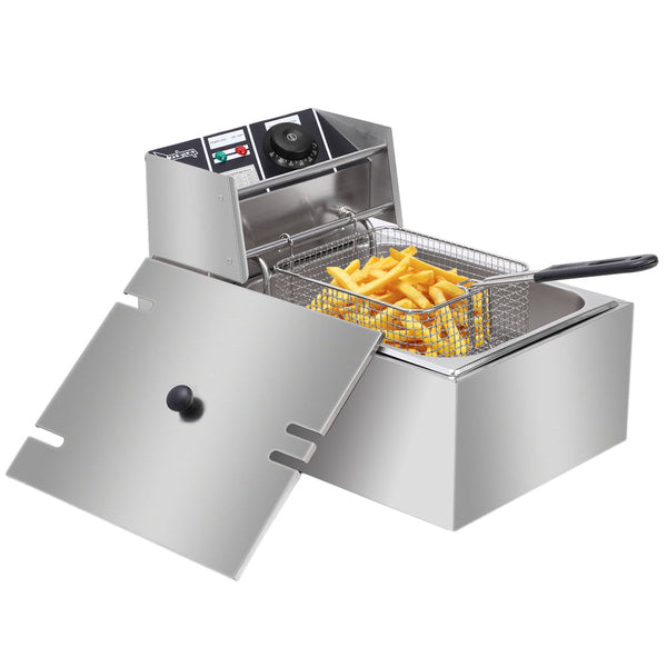 Stainless Steel Electric Fryer - 6L Capacity, 2500W