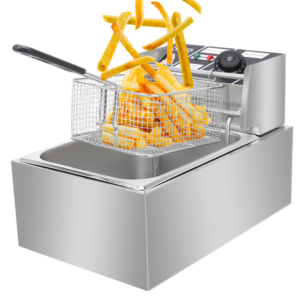 Stainless Steel Electric Fryer - 6L Capacity, 2500W