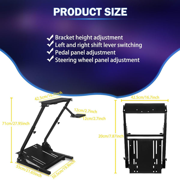 Adjustable Racing Steering Wheel Stand - Compatible with Logitech & Thrustmaster