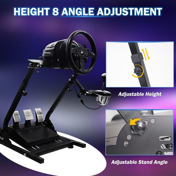 Adjustable Racing Steering Wheel Stand - Compatible with Logitech & Thrustmaster