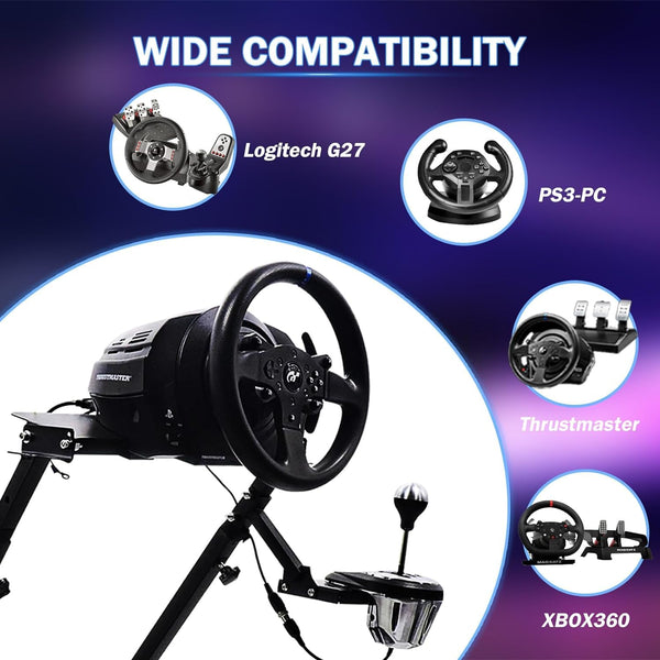Adjustable Racing Steering Wheel Stand - Compatible with Logitech & Thrustmaster