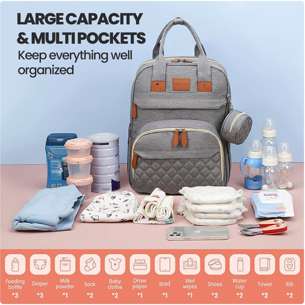 3-in-1 Diaper Bag Backpack - Foldable Bed & Mosquito Net