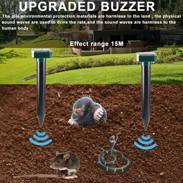 Outdoor Waterproof Solar Mole Snake and Mouse Repellent, 4 Pcs