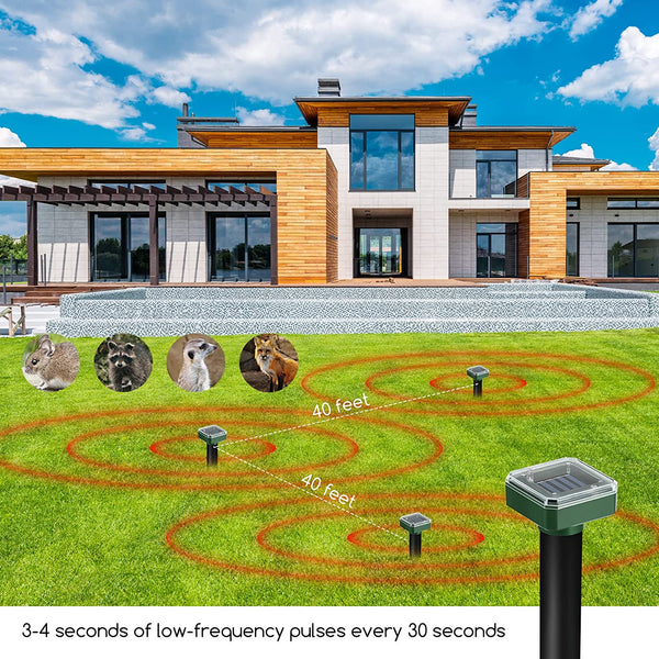 Outdoor Waterproof Solar Mole Snake and Mouse Repellent, 4 Pcs