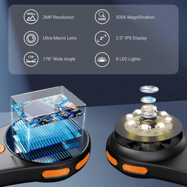 500X Portable Digital Microscope with 2.0'' IPS Screen – Electronics, Jewelry & Collectibles