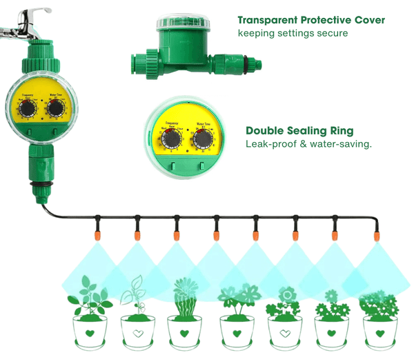 Automatic Garden Watering Timer – Dual Dial Irrigation Controller for Lawn, Garden & Greenhouse