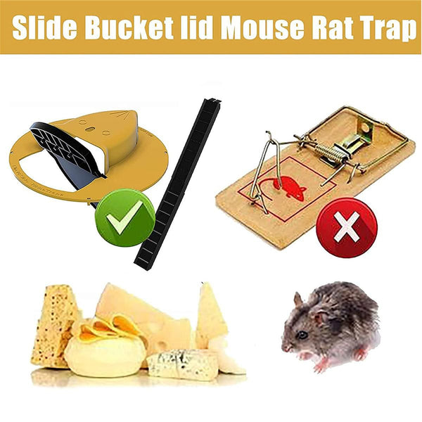 HUMANE Mouse Rat Rodent Trap - Flip & Slide 5 Gallon Bucket Lid Multi Catch Rodent Trap