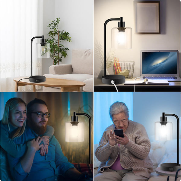 Set of 2 Industrial Touch Control Table Lamps