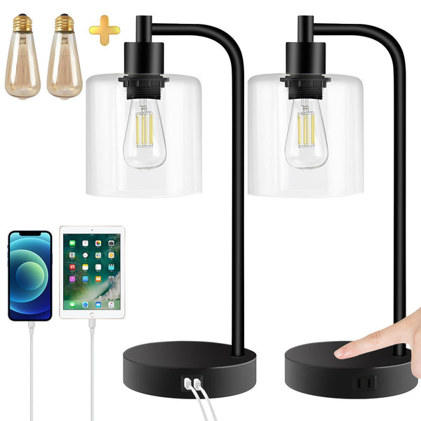 Set of 2 Industrial Touch Control Table Lamps