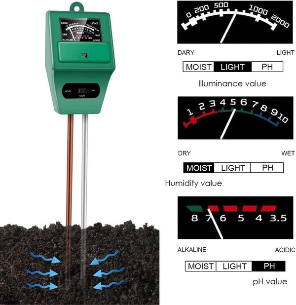Soil pH Meter, 3-in-1 Soil, Moisture/Light/pH Tester Gardening Tool