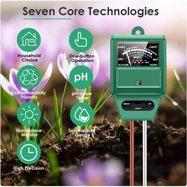 Soil pH Meter, 3-in-1 Soil, Moisture/Light/pH Tester Gardening Tool