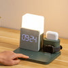 4 in 1 Fast Wireless Charger Station & Lamp With Alarm Clock