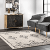 Large Rug Off-White Rug Boho Look Design With a Diamond Pattern 5' 3" x 7' 7"