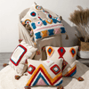 Boho Chic Pillow Case with Moroccan Nordic Pattern and Tufted Texture