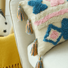 Boho Chic Pillow Case with Moroccan Nordic Pattern and Tufted Texture