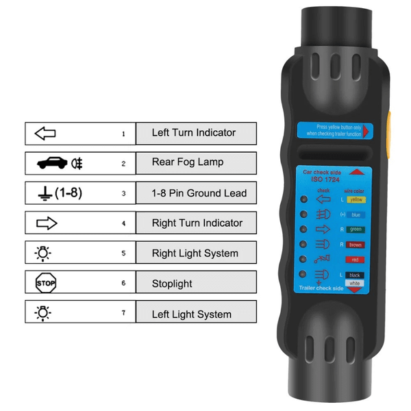 7 Pin Round Plug Socket 12V Trailer Tester – Quick, Accurate Wiring Diagnosis for Cars, Trucks, RVs & Trailers