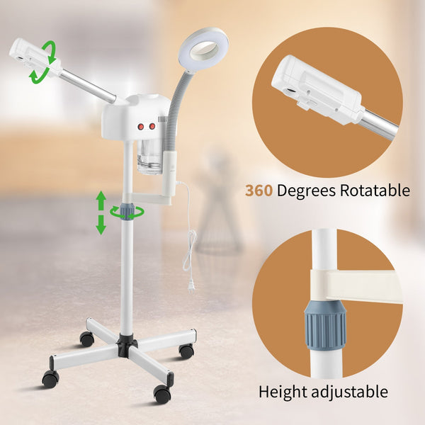 Devitco Professional Facial Steamer with Aromatherapy Humidifier, Magnifying Lamp