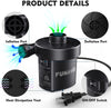 FUNAVO Portable Electric Air Pump - Quick-fill 130W, 3 Nozzles, Inflates/Deflates for Pools, Mattresses, Boats - 110V