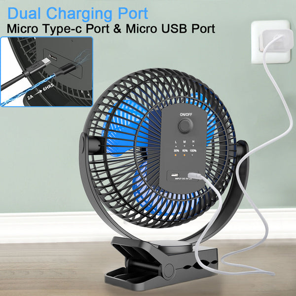 Devitco 8-Inch Battery Operated Clip on Portable Fan