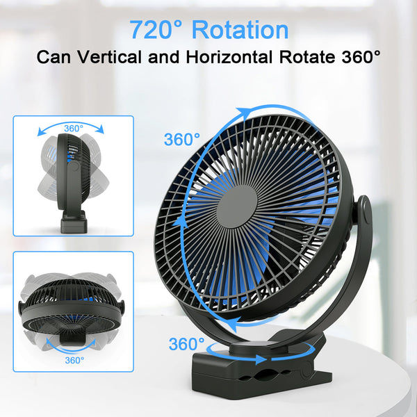 Devitco 8-Inch Battery Operated Clip on Portable Fan
