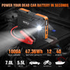 ZEVZO 1000A Peak Portable Car Jump Starter - 12V Booster Pack with Smart Clamps & USB Charge