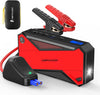 DBPOWER Car Jump Starter: Peak 1600A, 18000mAh, Portable Booster with Smart Charging, LCD, Intelligent Clamps - DJS90 (Red/Black)