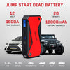 DBPOWER Car Jump Starter: Peak 1600A, 18000mAh, Portable Booster with Smart Charging, LCD, Intelligent Clamps - DJS90 (Red/Black)