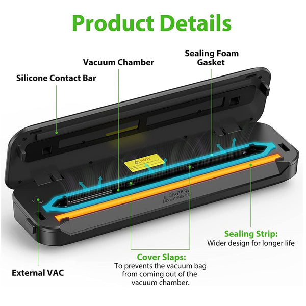 KOIOS Vacuum Sealer: 86Kpa Auto Food Sealer, Built-in Cutter, Starter Kit, Dry & Moist Modes, VS6621