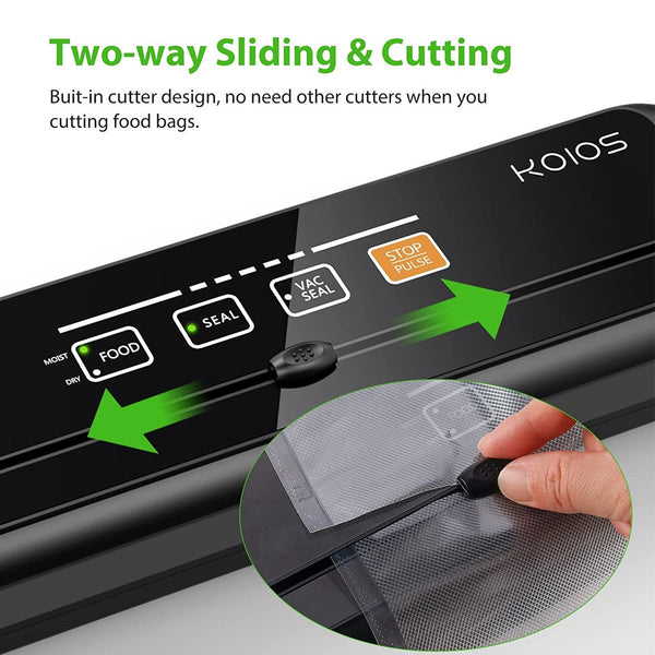 KOIOS Vacuum Sealer: 86Kpa Auto Food Sealer, Built-in Cutter, Starter Kit, Dry & Moist Modes, VS6621