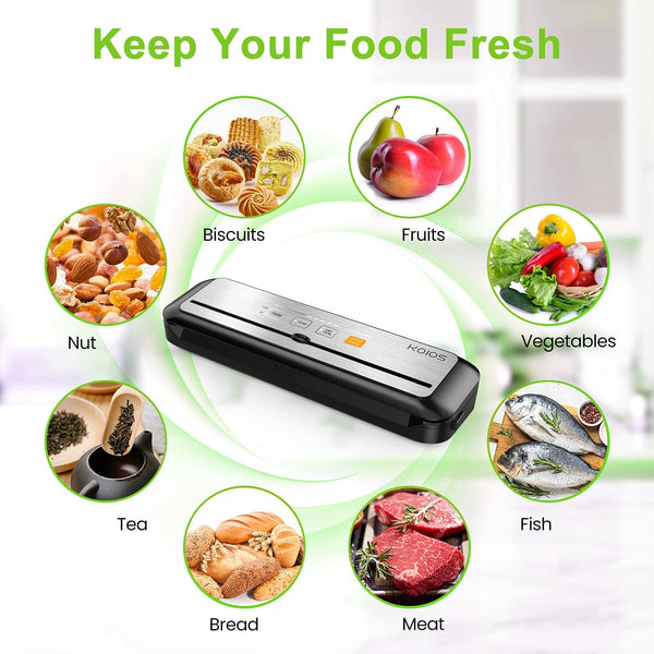 KOIOS Vacuum Sealer: 86Kpa Auto Food Sealer, Cutter, Pulse Function, Compact Design, VS6621