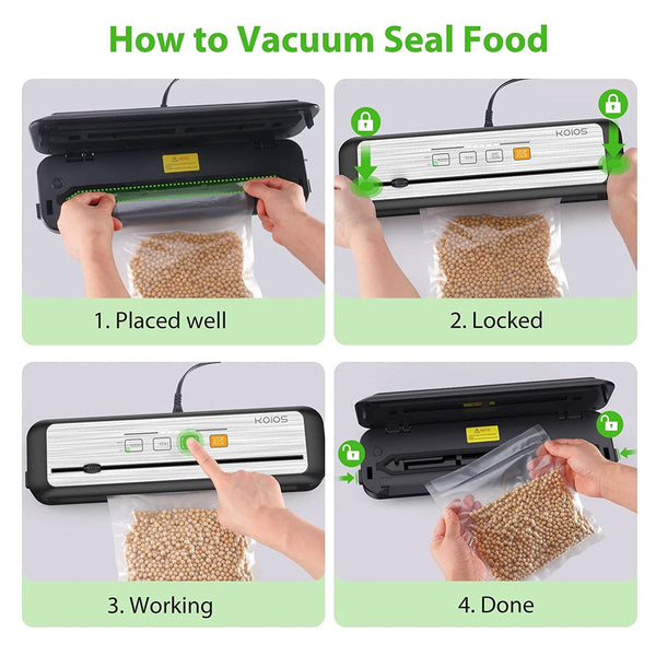 KOIOS Vacuum Sealer: 86Kpa Auto Food Sealer, Cutter, Pulse Function, Compact Design, VS6621