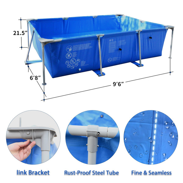 Portable Metal Frame Rectangular Swimming Pool - Easy Set Up for Family Fun