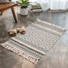 Geometric Boho Rug, Hand Woven Cotton Linen, 2' x 3'