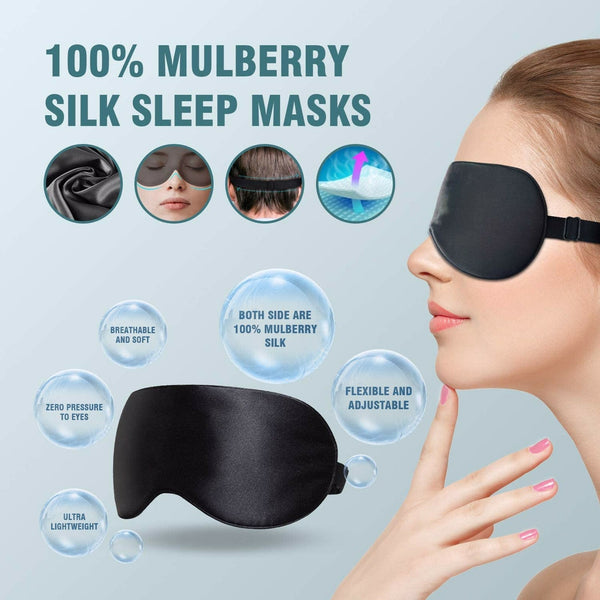 Silk Sleep Mask for Full Night's Rest - Block Out Light, Soft & Smooth