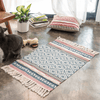 Geometric Boho Rug, Hand Woven Cotton Linen, 2' x 3'