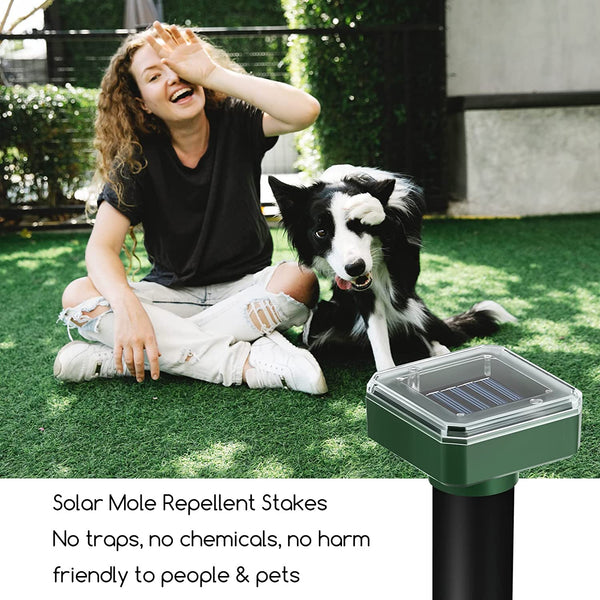 Outdoor Waterproof Solar Mole Snake and Mouse Repellent, 4 Pcs