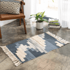 Geometric Boho Rug, Hand Woven Cotton Linen, 2' x 3'