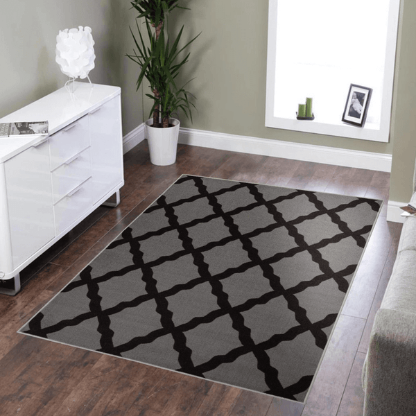 Non-Slip Moroccan Carpet, Dark Gray Legacy, 3'3" x 5'