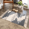 Geometric Boho Rug, Hand Woven Cotton Linen, 2' x 3'