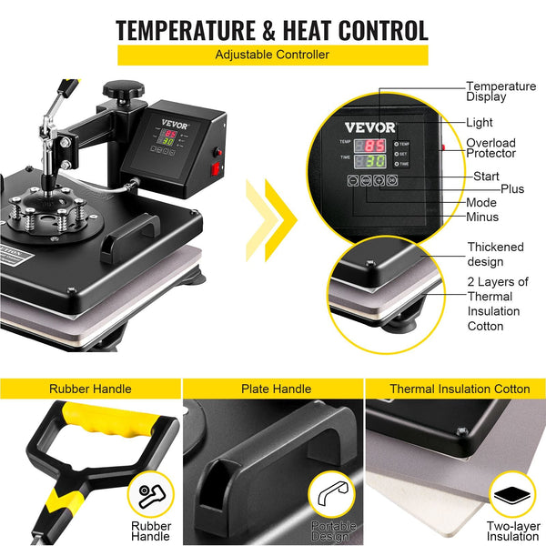 T-Shirt Mug Plate Hat Transfer Sublimation Machine - 5 in 1