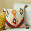 Boho Chic Pillow Case with Moroccan Nordic Pattern and Tufted Texture