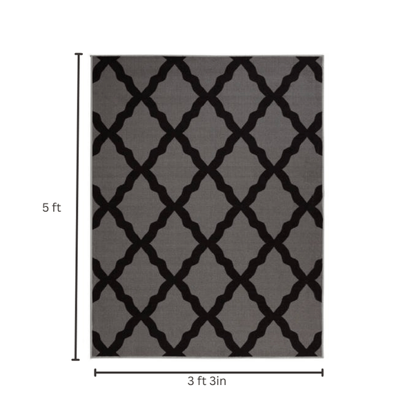 Non-Slip Moroccan Carpet, Dark Gray Legacy, 3'3" x 5'