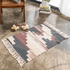 Geometric Boho Rug, Hand Woven Cotton Linen, 2' x 3'