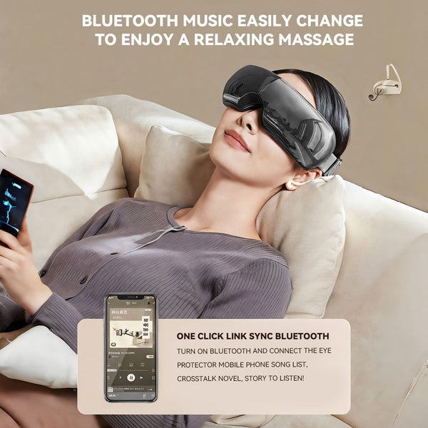 Bluetooth Eye Massager with Heat & Music, Black