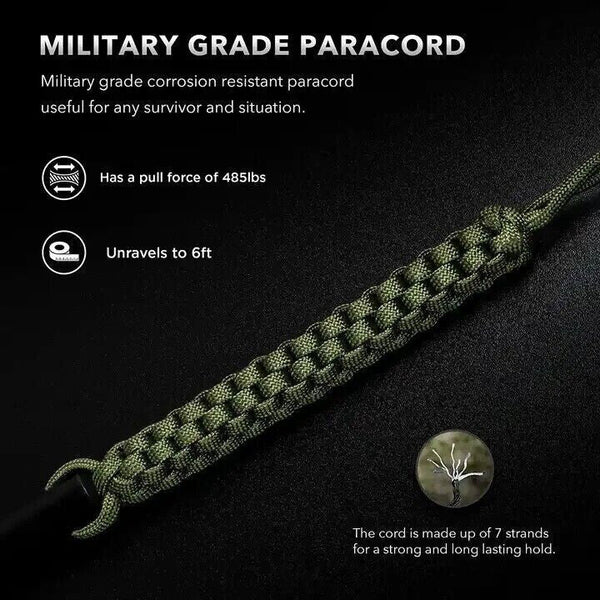 Ferro Rod Fire Starter with Survival Striker Flint & Emergency Paracord, 5x1/2"
