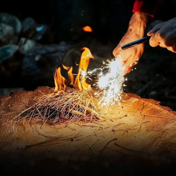 Ferro Rod Fire Starter with Survival Striker Flint & Emergency Paracord, 5x1/2"