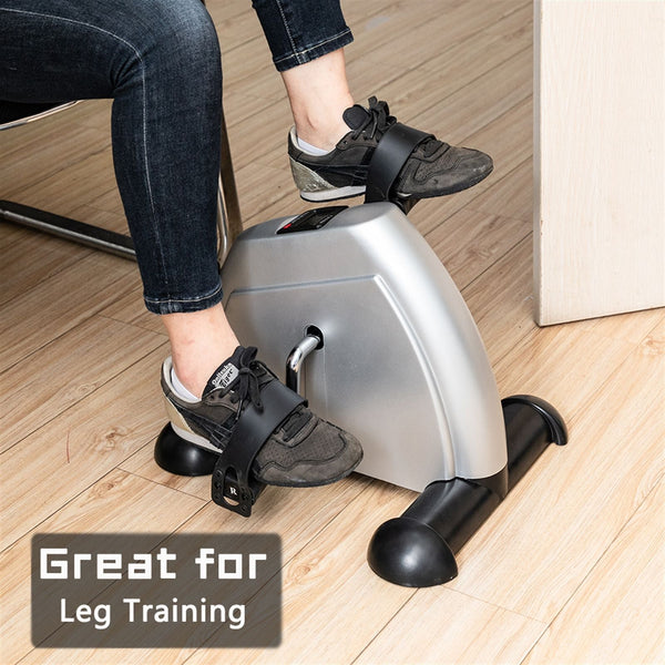 Foldable Under Desk Stationary Exercise Bike, Silver