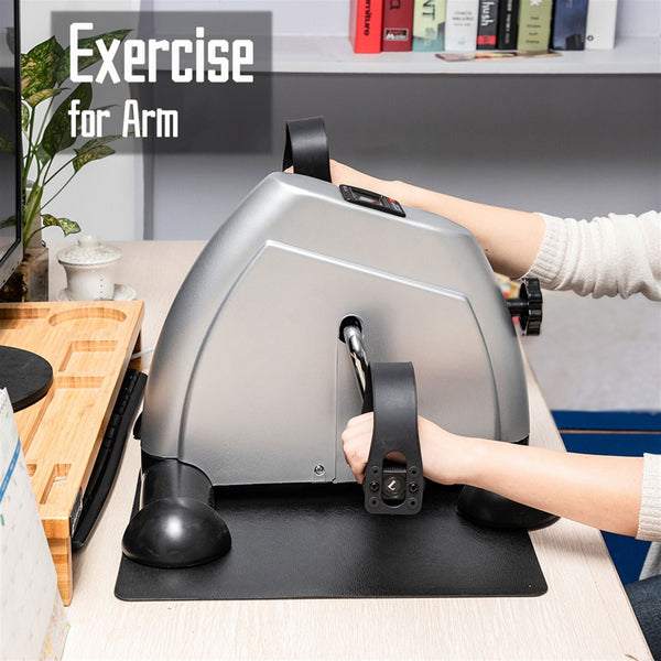 Foldable Under Desk Stationary Exercise Bike, Silver