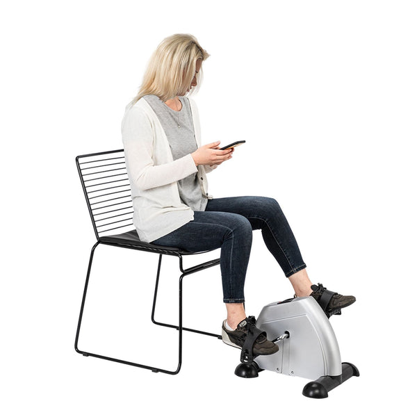 Foldable Under Desk Stationary Exercise Bike, Silver