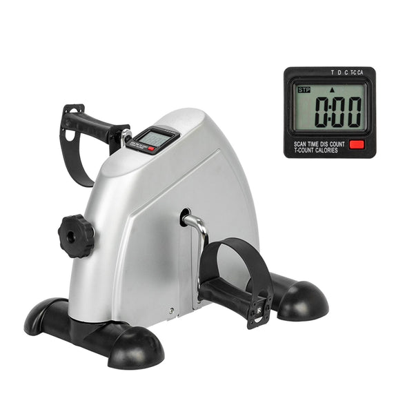 Foldable Under Desk Stationary Exercise Bike, Silver
